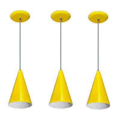 Lustre Pendente Balcão Cozinha Amarelo 03 Un