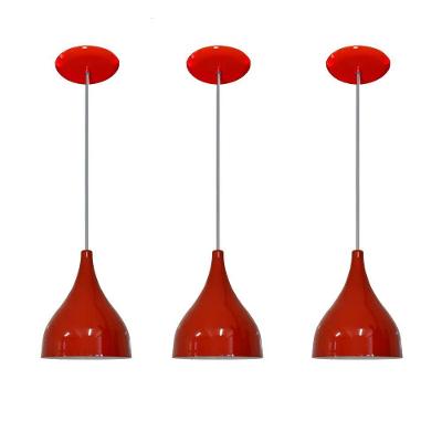 Luminárias Pendentes Balcão 3 Un Vermelho