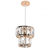 Pendente 14X14X150Cm Metal Dourado E Cristal Transparente 1 Lâmpada E14 Bivolt Sindora Única Único - 1