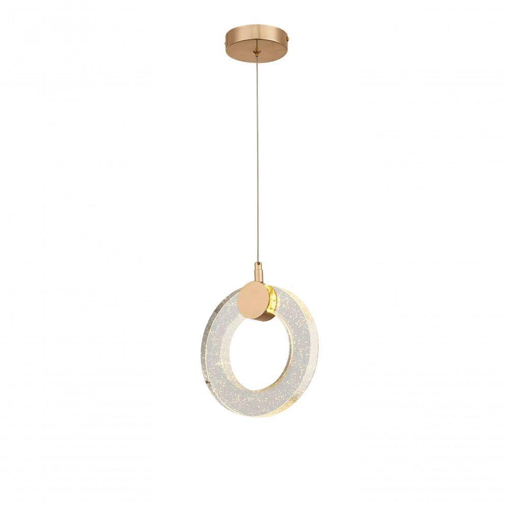 Pendente 20Cm E Cabo 1,5Mt Metal Dourado E Cristal Led 6W 3000K Bivolt Sindora Única Único - 1