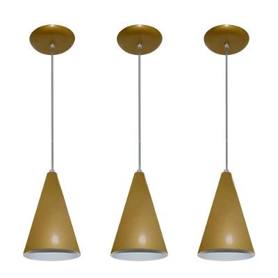 Lustre Pendente Balcão Cozinha Dourado 03 Un