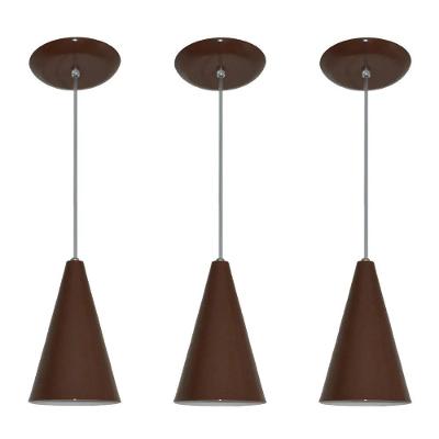 Lustre Pendente Balcão Cozinha Marrom 03 Un