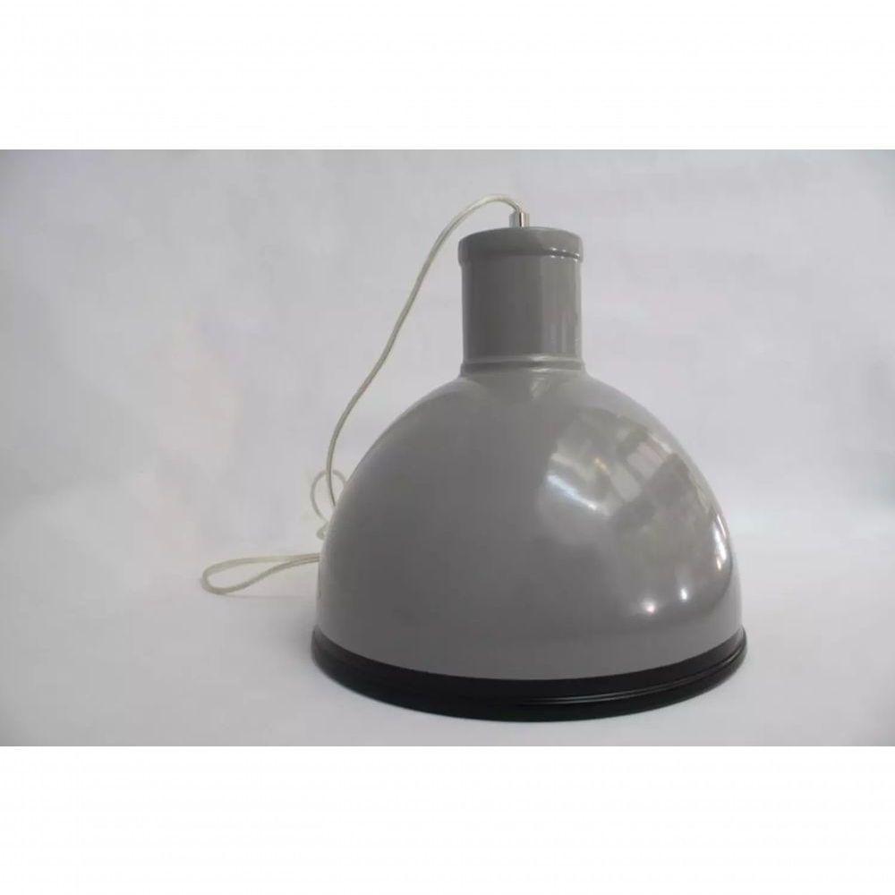 Pendente 30Cm Cúpula Em Metal Cinza Balcão 1 Lâmpada E14 Bivolt Luciin Única Único - 2
