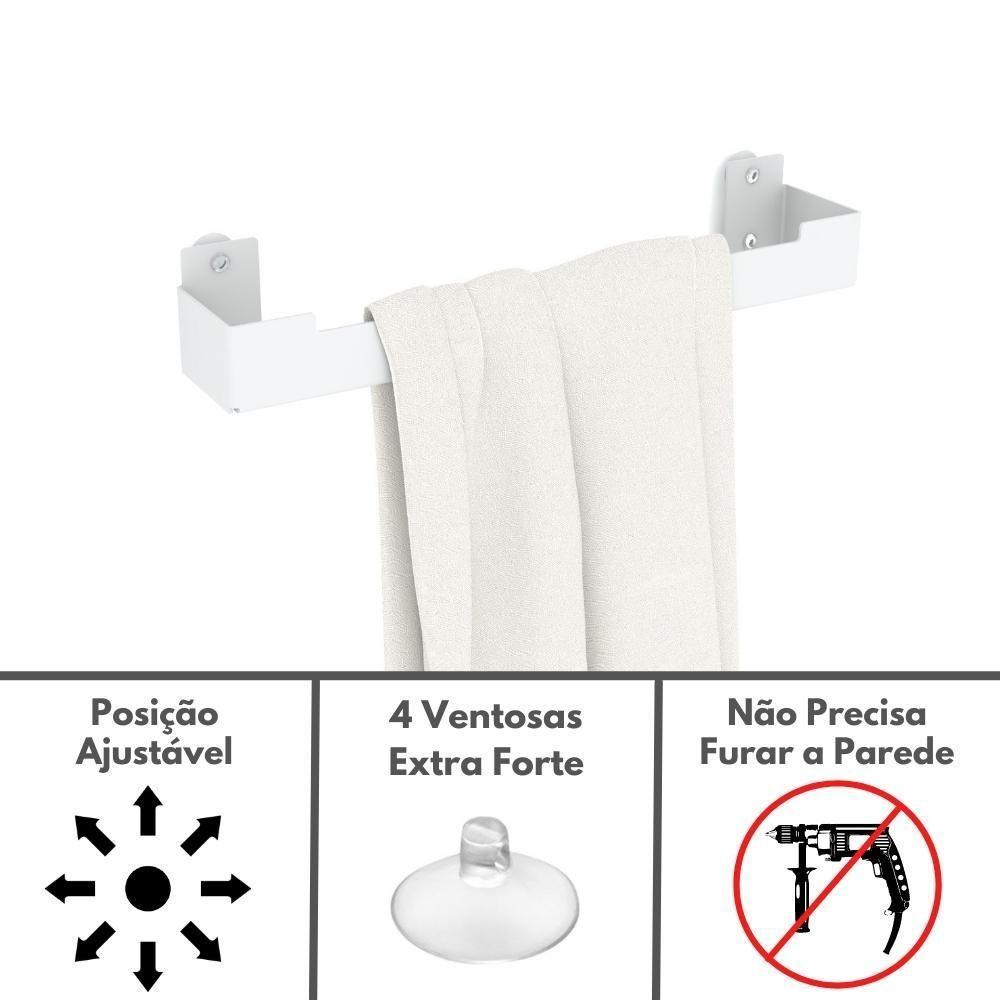 Porta Toalha Rosto Ventosa Suporte Banheiro Branco Elg - 8