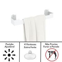 Porta Toalha Rosto Ventosa Suporte Banheiro Branco Elg - 8
