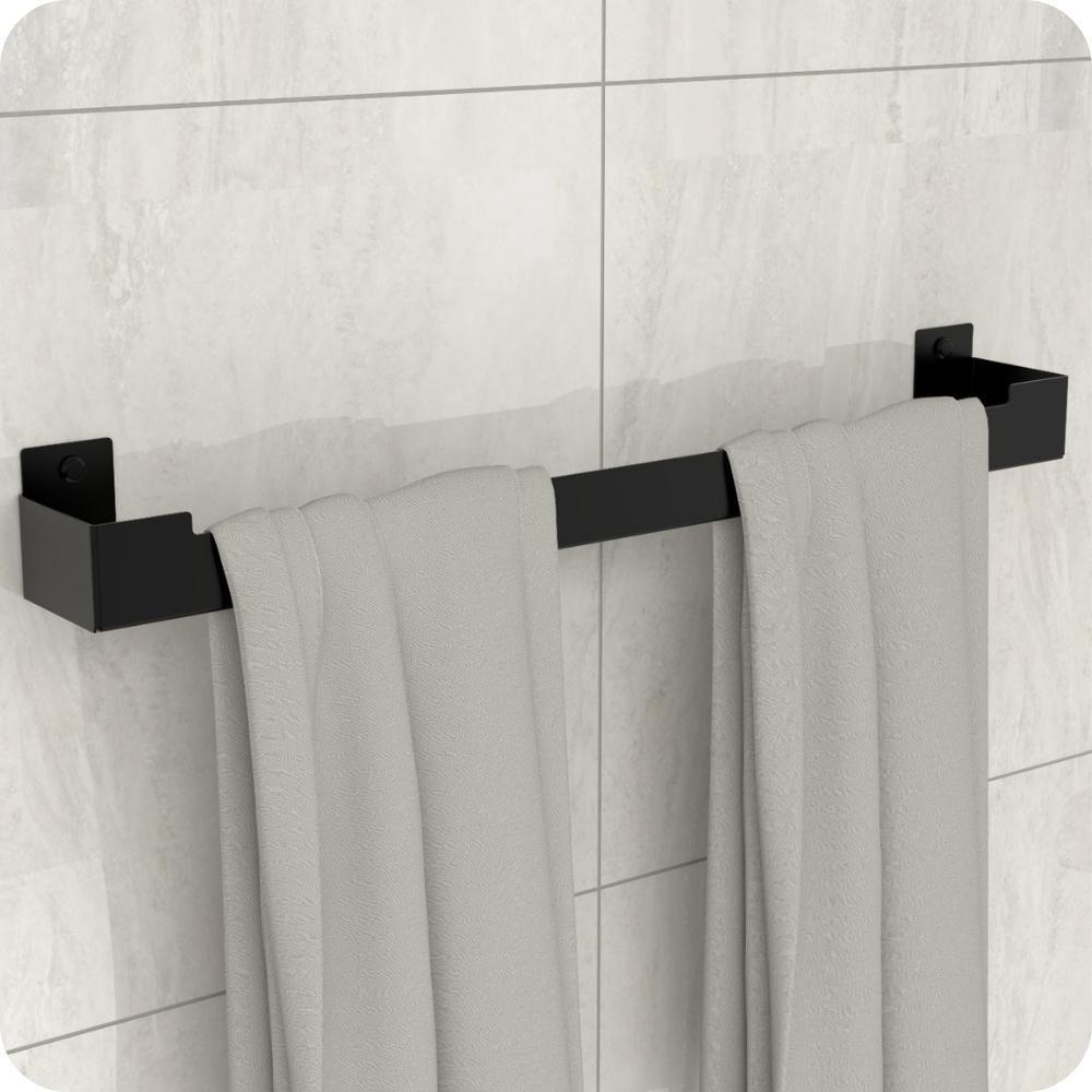 Porta Toalha Banho Suporte Banheiro Toalheiro Preto Elg - 1