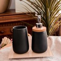 Conjunto Para Banheiro Em Cerâmica Com 2 Peças Mimo Style Preto - 2