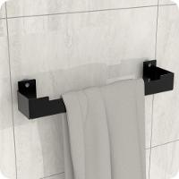 Porta Toalha Rosto Ventosa Suporte Banheiro Preto Elg - 1