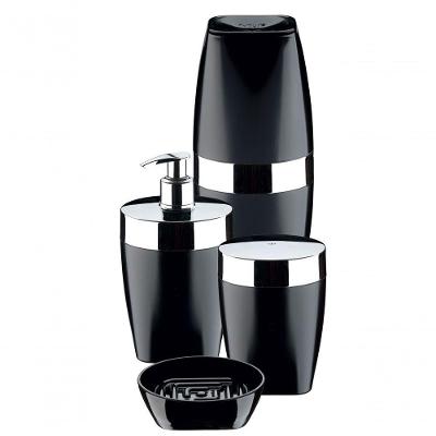 Kit Lavabo Banheiro 4 Peças Future Abs Preto Cromado 2705pt