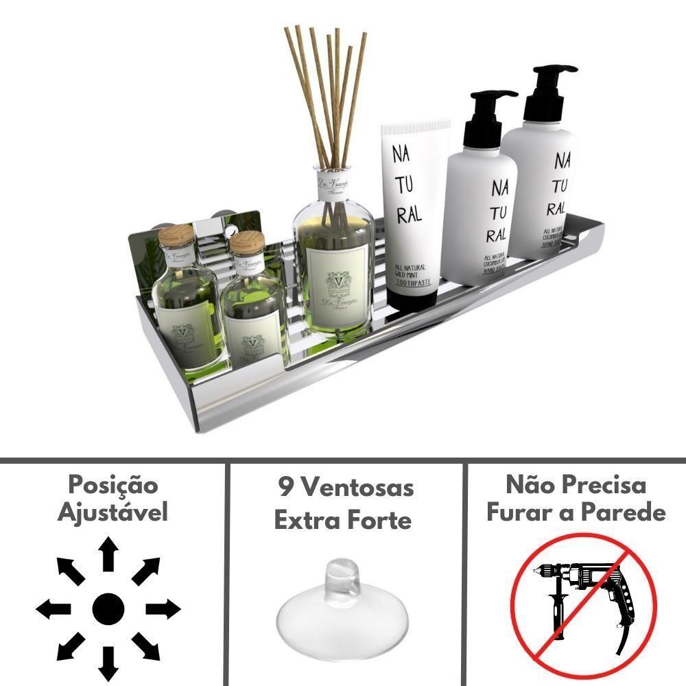 Porta Shampoo Com Ventosa Suporte Banheiro Inox Elg - 5