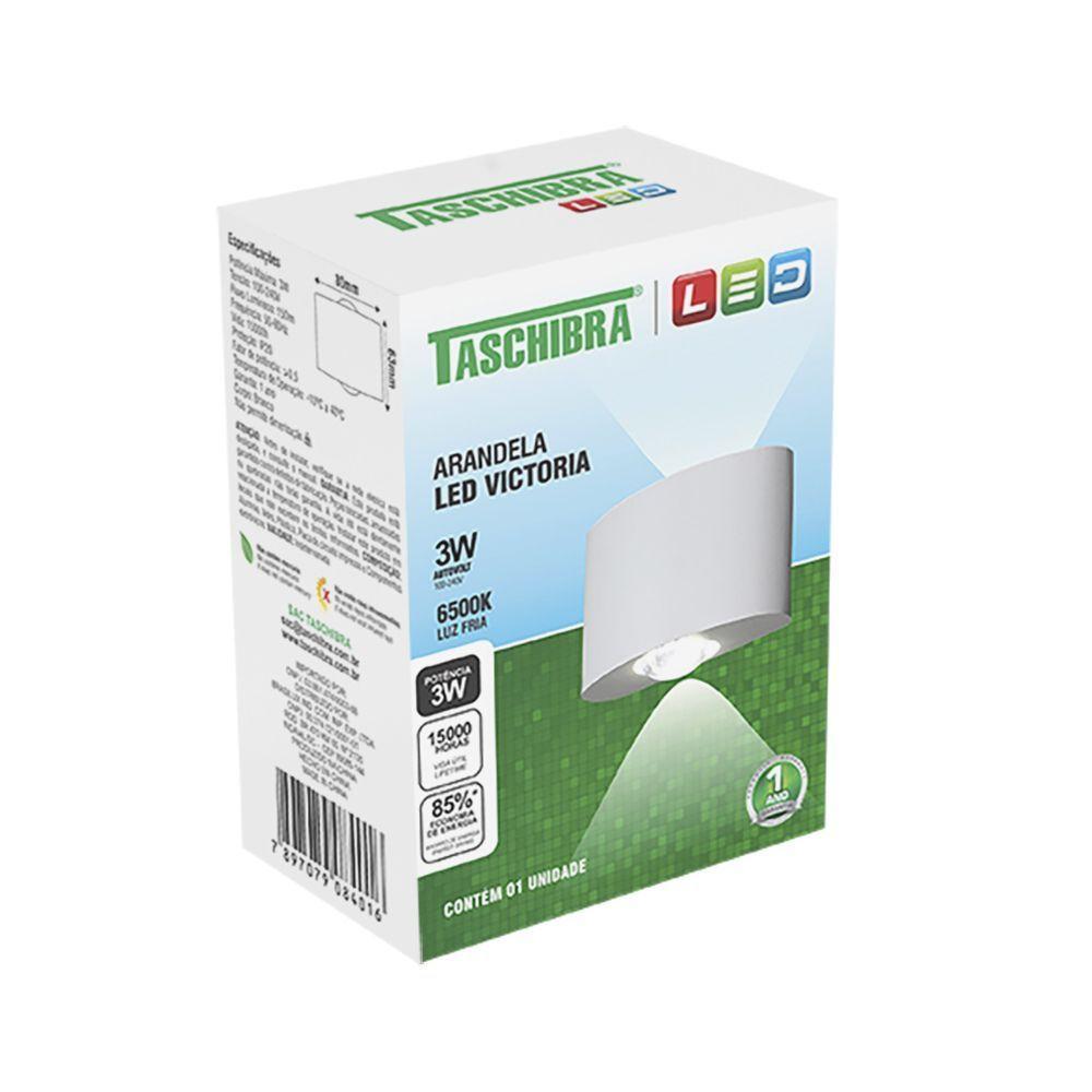 Arandela Taschibra Victoria Led Integrado Branca Bivolt 6500k Luz Fria - 1