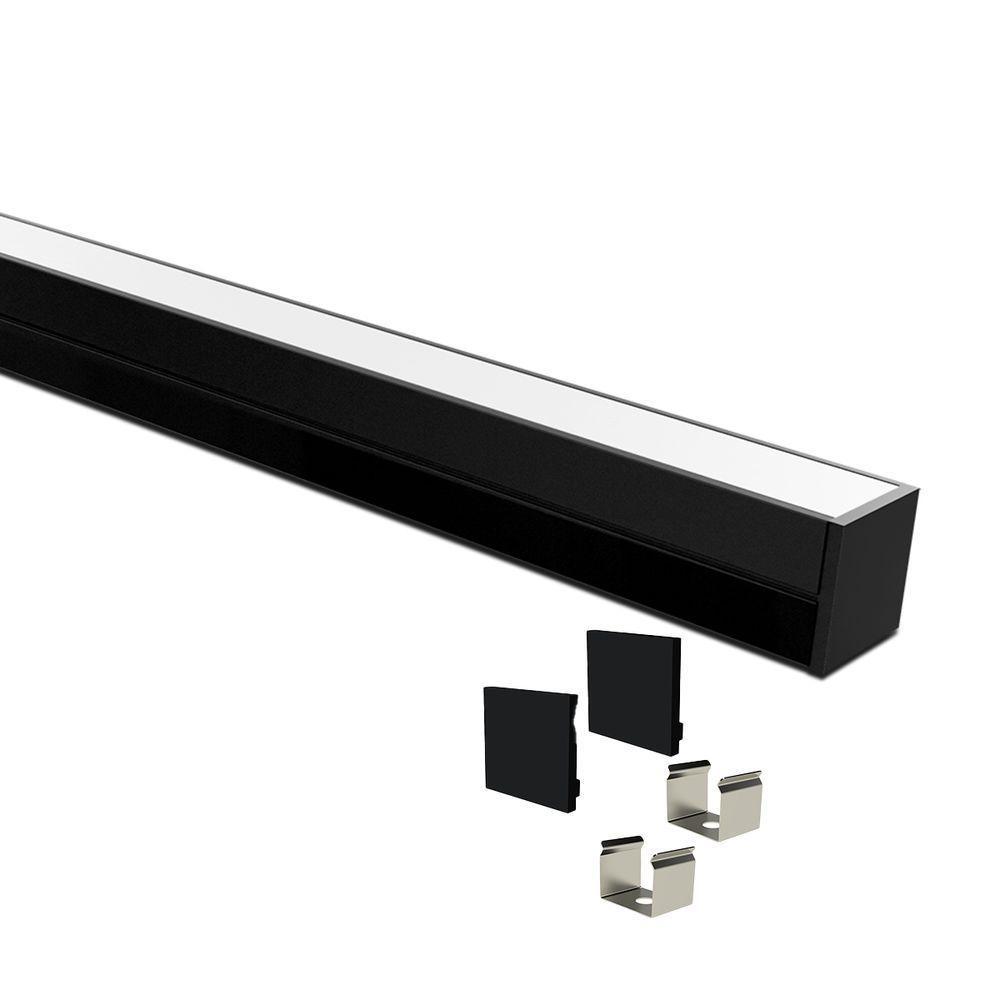 Perfil De Sobrepor Taschibra Para Fita De Led Apex 24 Com 1 Metro Preto - 1