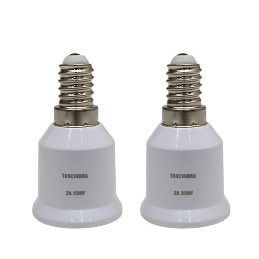 Soquete Adaptador Taschibra De Lâmpada E14 Para E27 Kit 2 Peças - 1