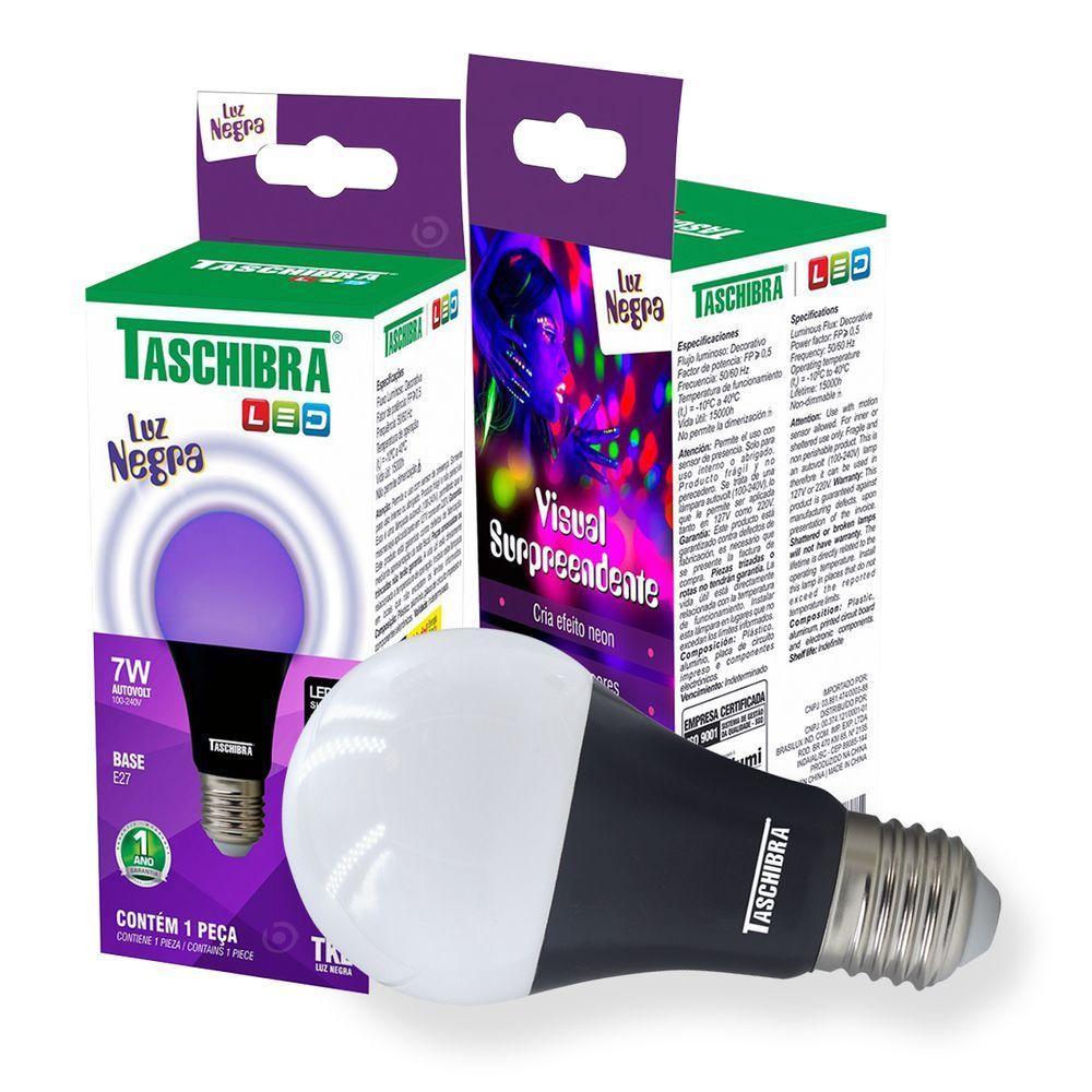 Lâmpada Led Luz Negra Bulbo 7w E27 Bivolt Taschibra - 3