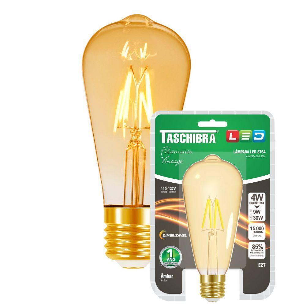 Lâmpada Led Filamento St64 E27 Dimerizavel Taschibra 110v - 1