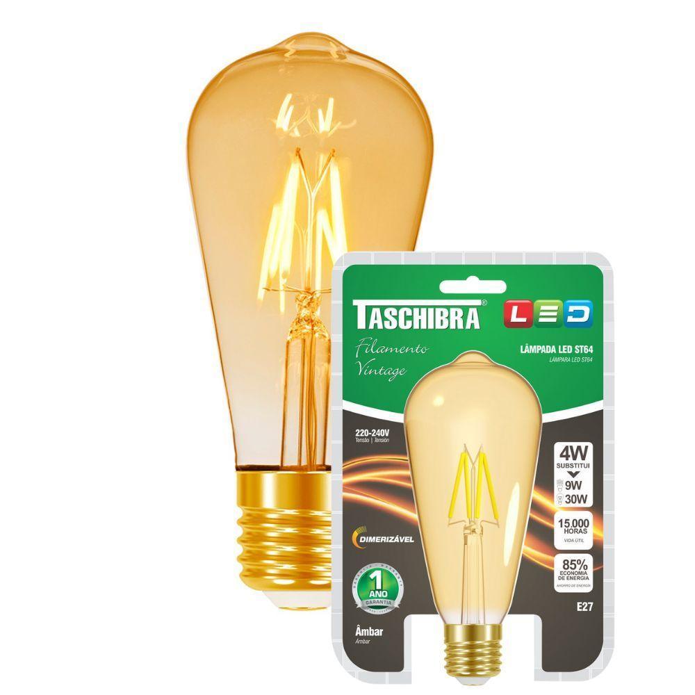 Lâmpada Led Filamento St64 E27 Dimerizavel Taschibra 220v - 1