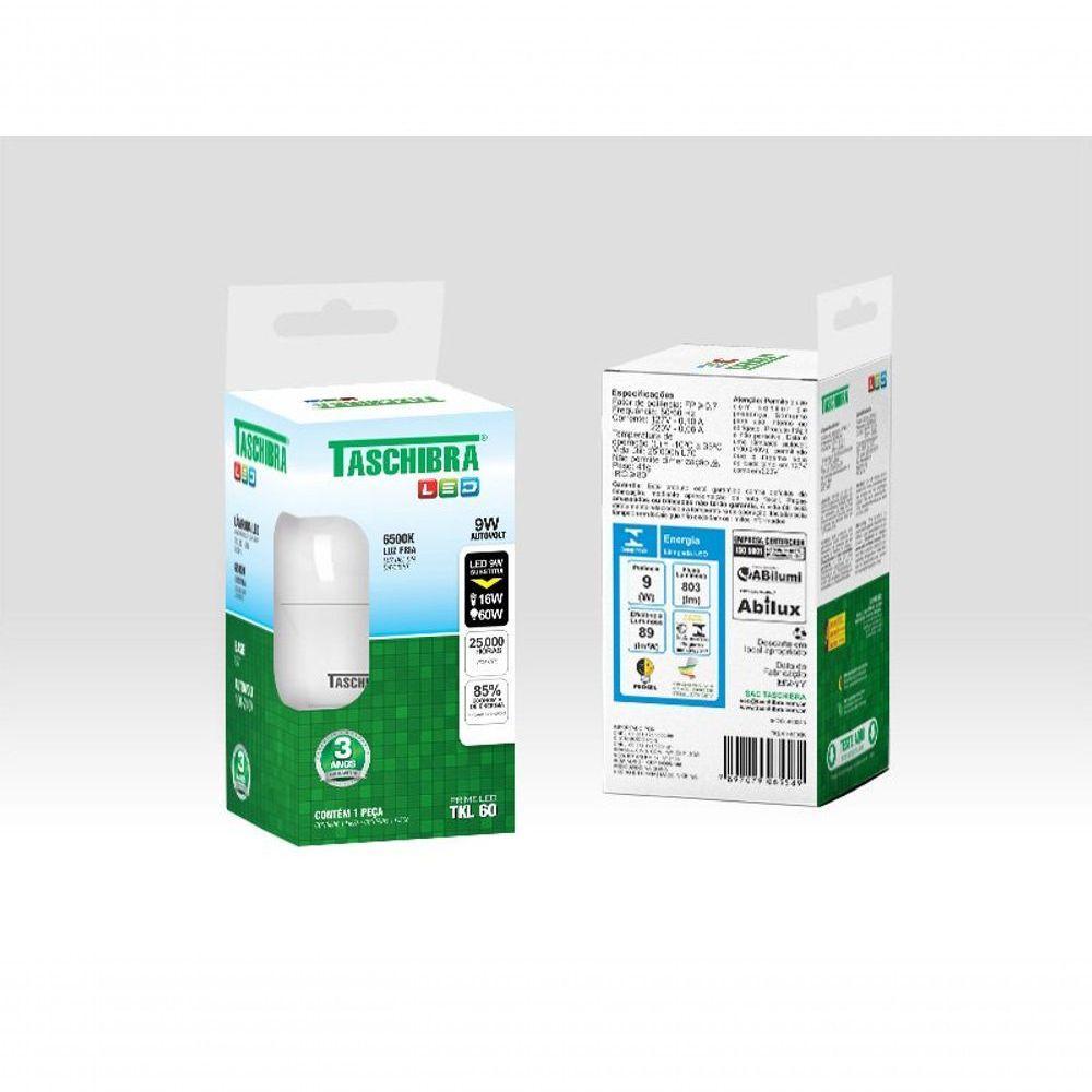 Lâmpada Led Bulbo 9w 6500k E27 Bivolt Taschibra - 1