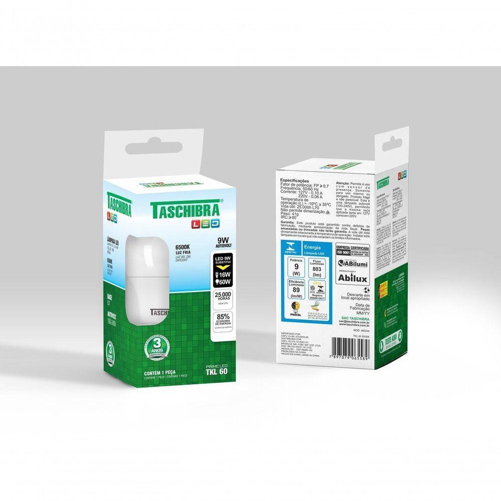 Lâmpada Led Bulbo Tkl 9w Taschibra E27 Bivolt 6500k Luz Fria - 1