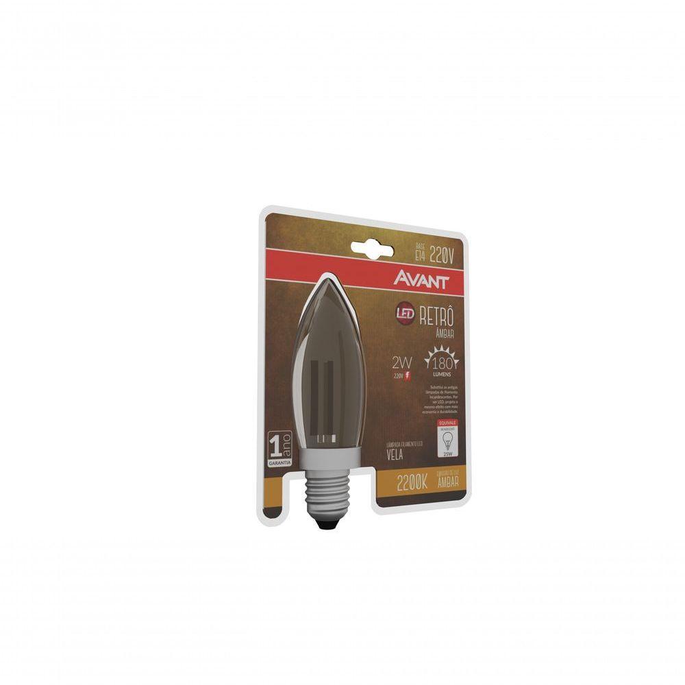 Lâmpada Led Filamento Retrô Vela 2W - Amarelo 2200K E14 - 5