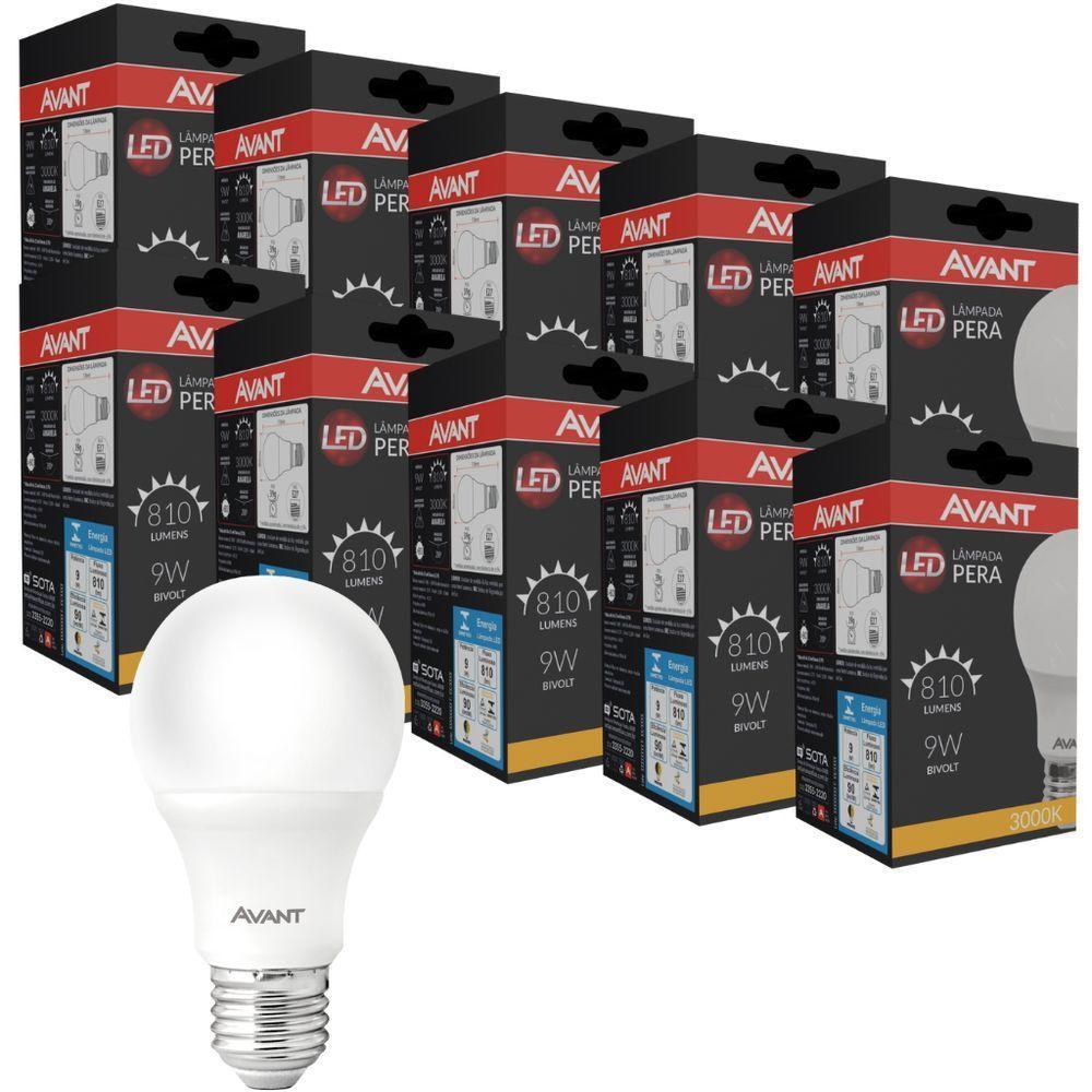 Kit 10 Lâmpadas Led Pêra 9W Bivolt Amarelo 3000K Amarelo 3000K - 1