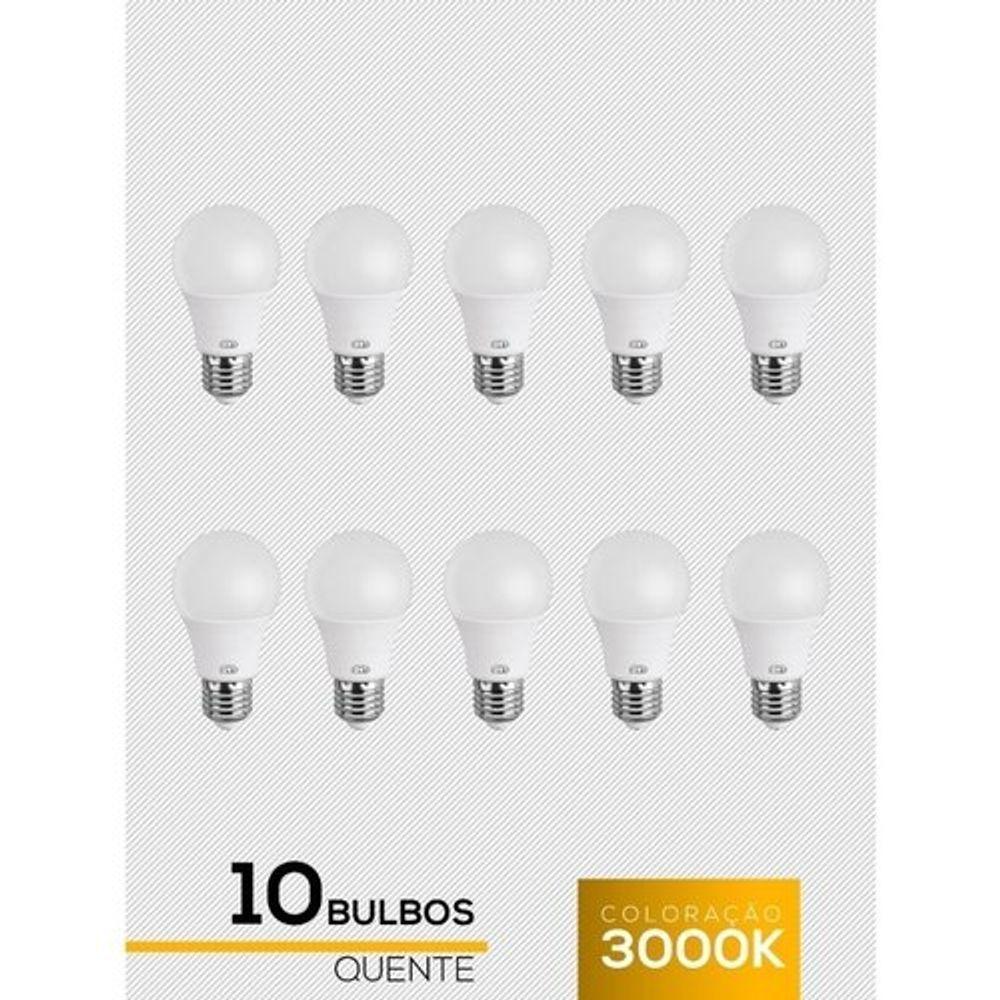 Kit 10 Lâmpadas Led Pêra 9W Bivolt Amarelo 3000K Amarelo 3000K - 2