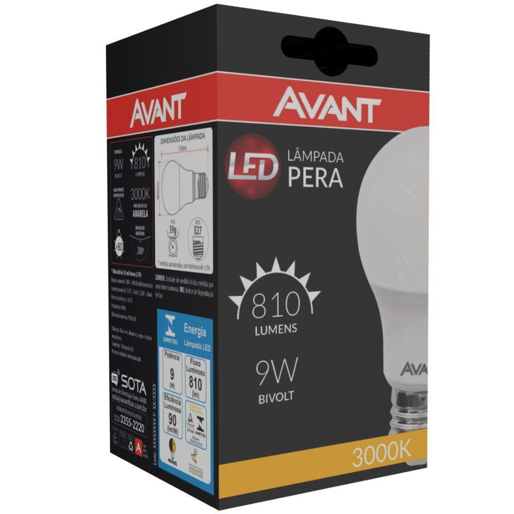 Kit 10 Lâmpadas Led Pêra 9W Bivolt Amarelo 3000K Amarelo 3000K - 4