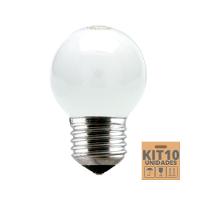 Kit 10 Lâmpadas Incandescente Taschibra Bolinha 15w E27 220v Leitoso - 1