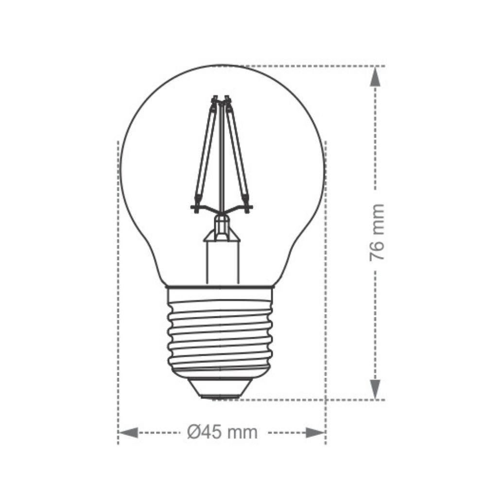 Lâmpada Led Filamento G45 Defletora Espelhada Taschibra E27 Bivolt - 2