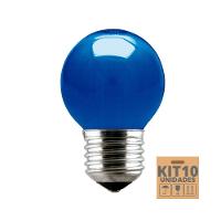 Kit 10 Lâmpadas Incandescente Taschibra Bolinha 15w E27 220v Azul - 1