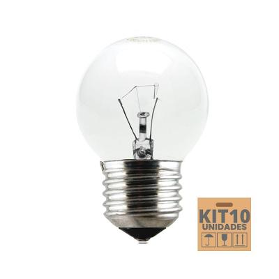 Kit 10 Lâmpadas Incandescente Taschibra Bolinha 15w E27 220v Clara
