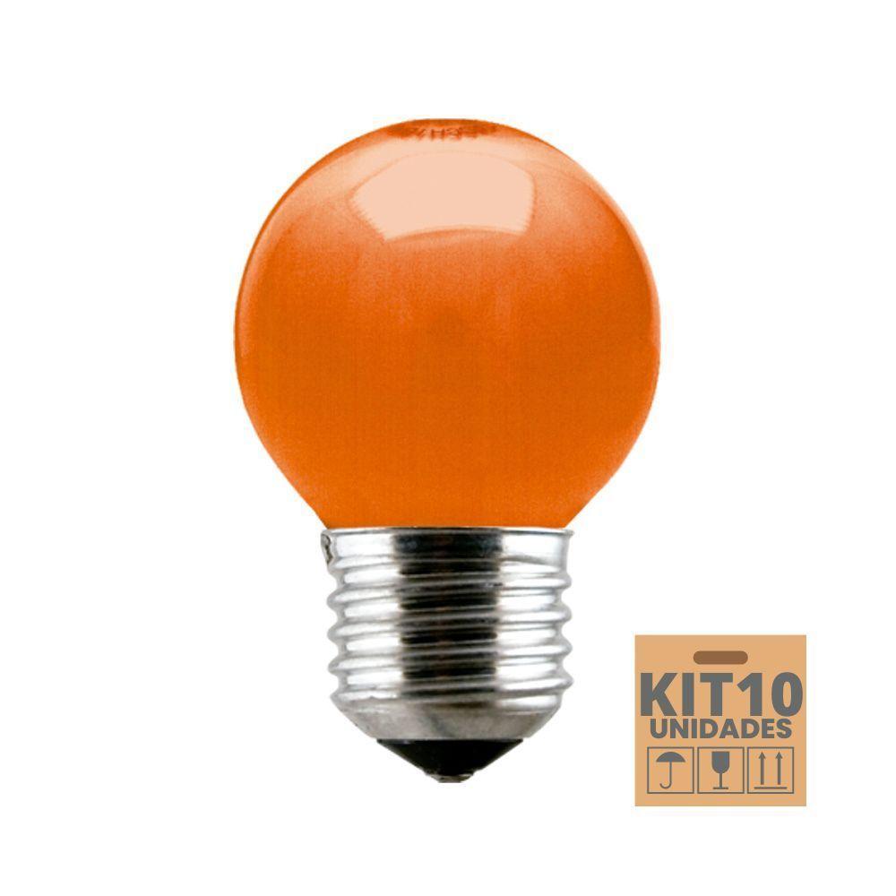 Kit 10 Lâmpadas Incandescente Taschibra Bolinha 15w E27 220v Laranja - 1