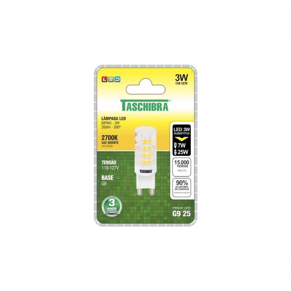 Lâmpada Led G9 Espiga 3w Taschibra 2700k Luz Quente 110v - 2