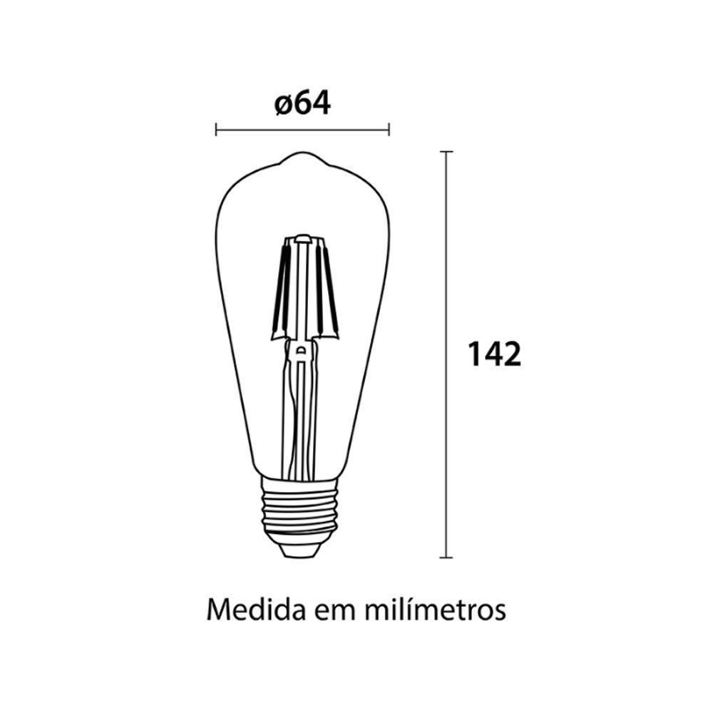 Lâmpada Filamento Led St64 4w - 440lm 2.200k - Blumenau Iluminação - 3