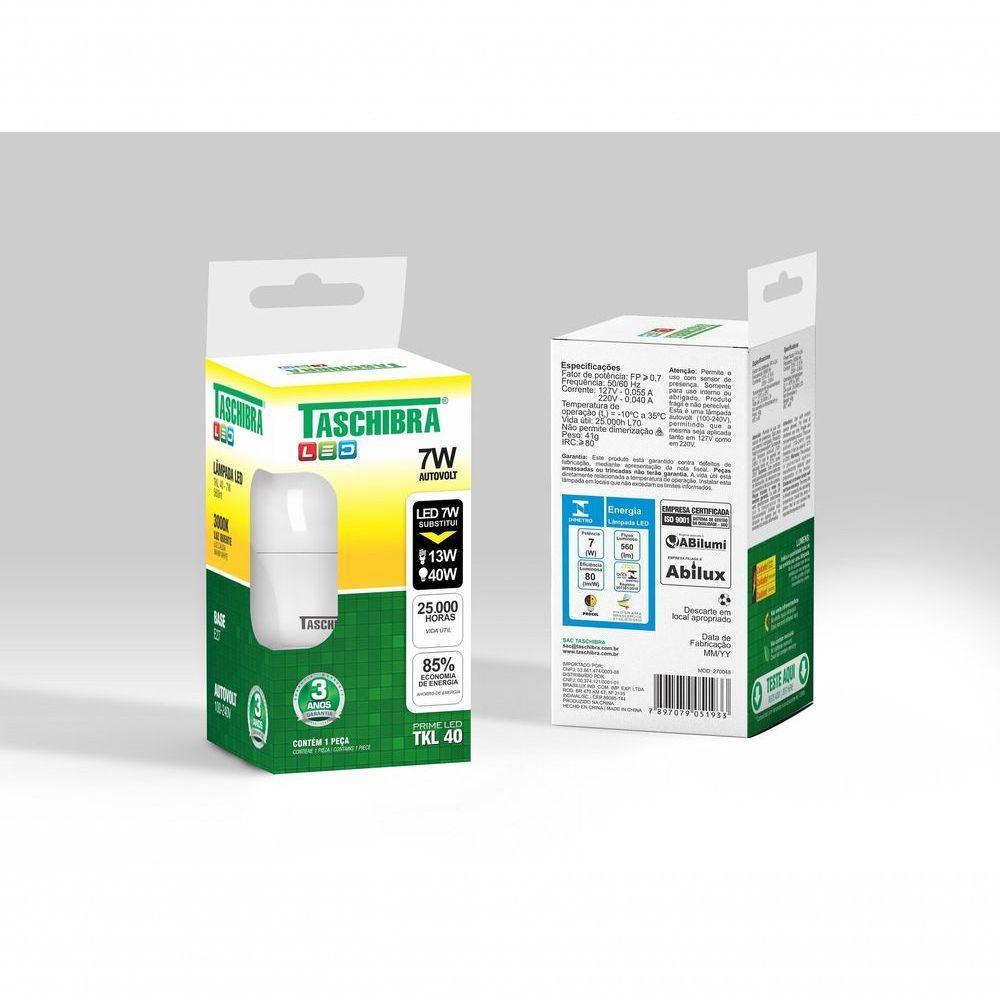 Lâmpada Led Bulbo Tkl 7w Taschibra E27 Bivolt 3000k Luz Quente - 2
