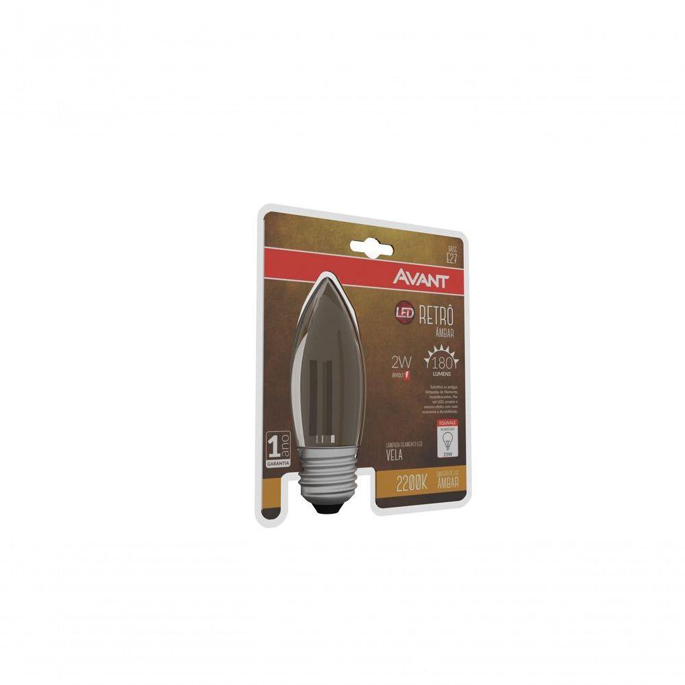 Lâmpada Led Filamento Retrô Vela 2W - Amarelo 2200K E27 - 5