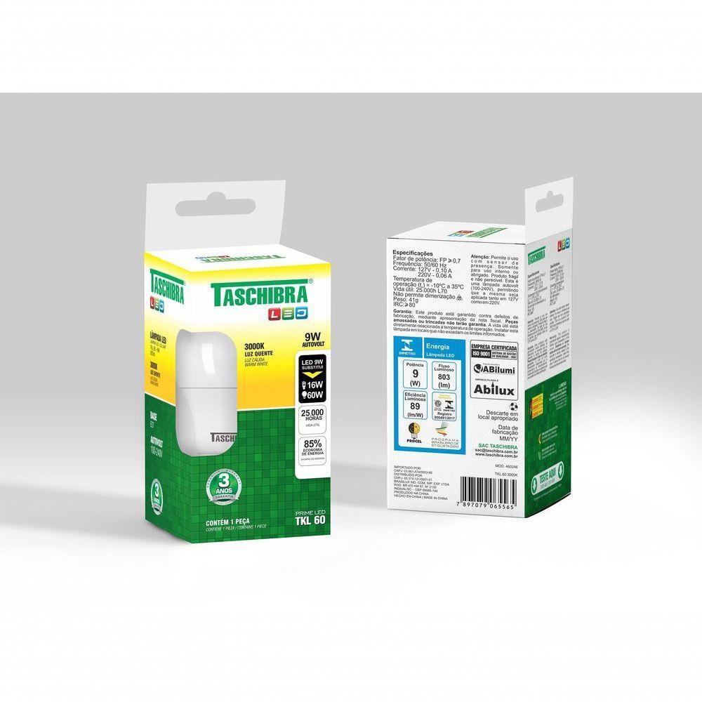 Lâmpada Led Bulbo Tkl 9w Taschibra E27 Bivolt 3000k Luz Quente - 2