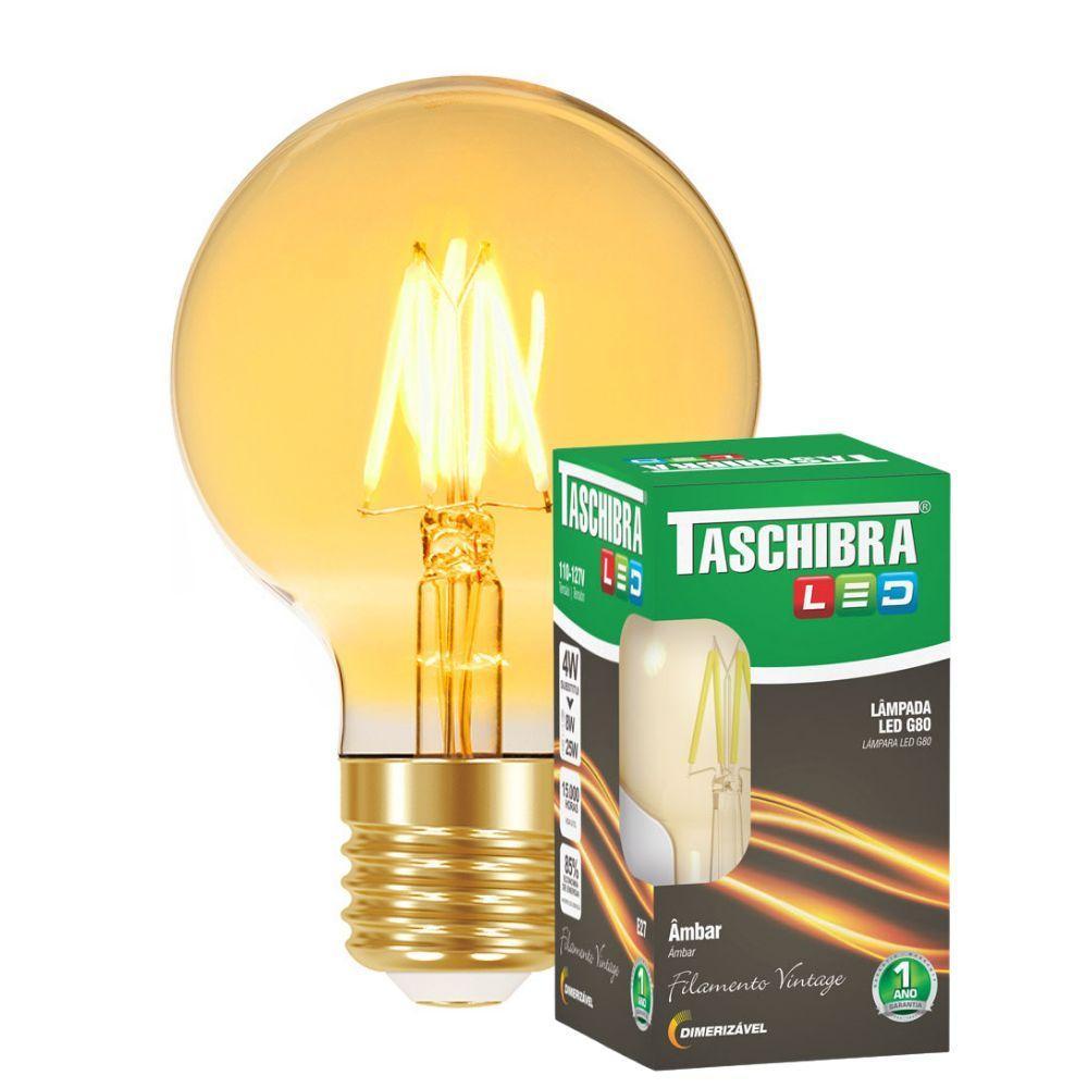 Lâmpada Led Filamento G80 E27 Dimerizavel Taschibra 110v - 1
