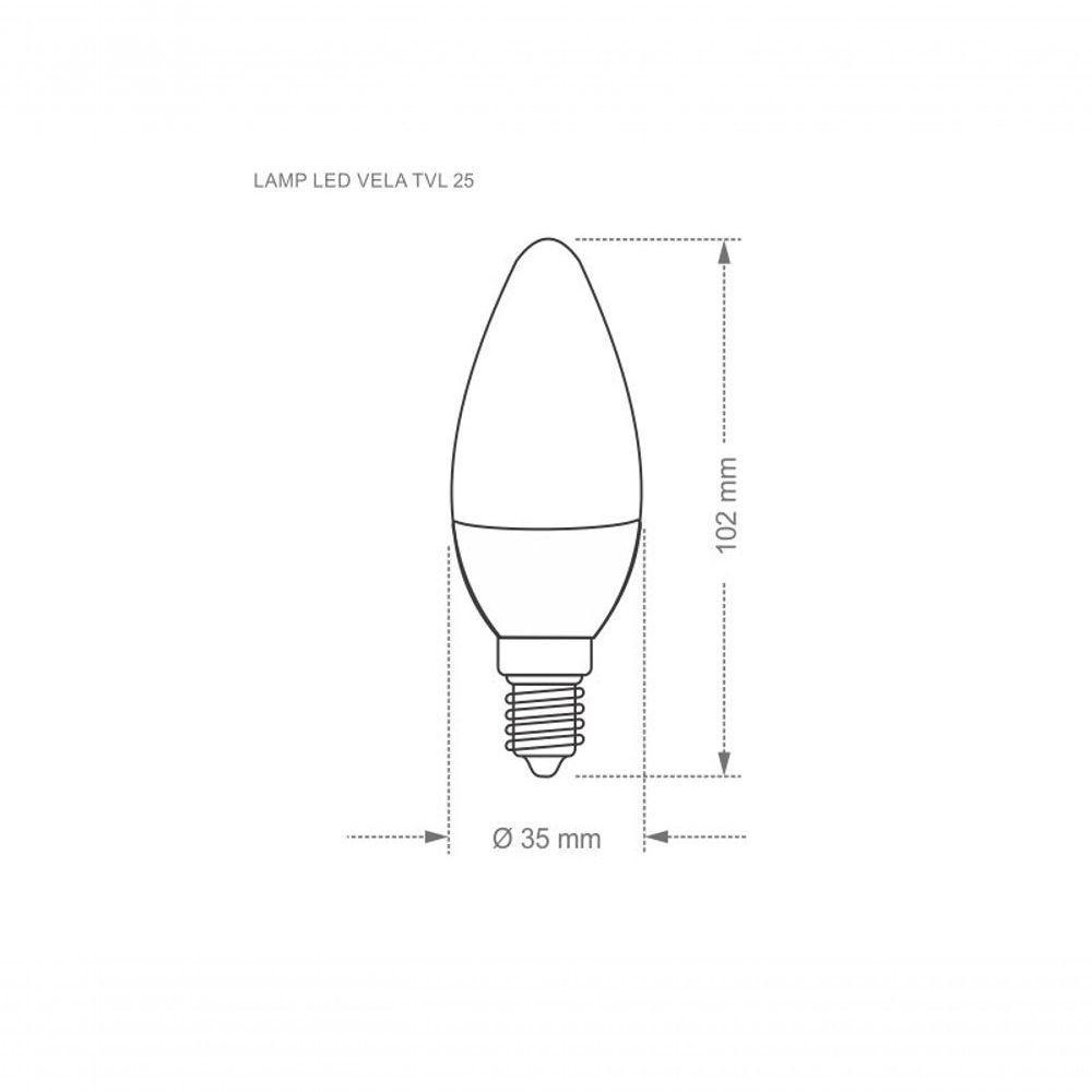 Lâmpada Led Vela Clara Tvl 3w Taschibra E14/e27 Bivolt 2700k Luz Quente - 2