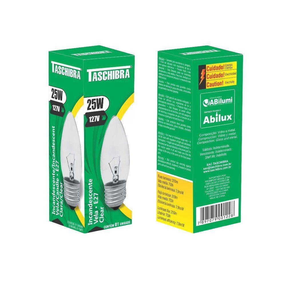 Lâmpada Incandescente Taschibra Vela Clara 25w E27 110v - 1
