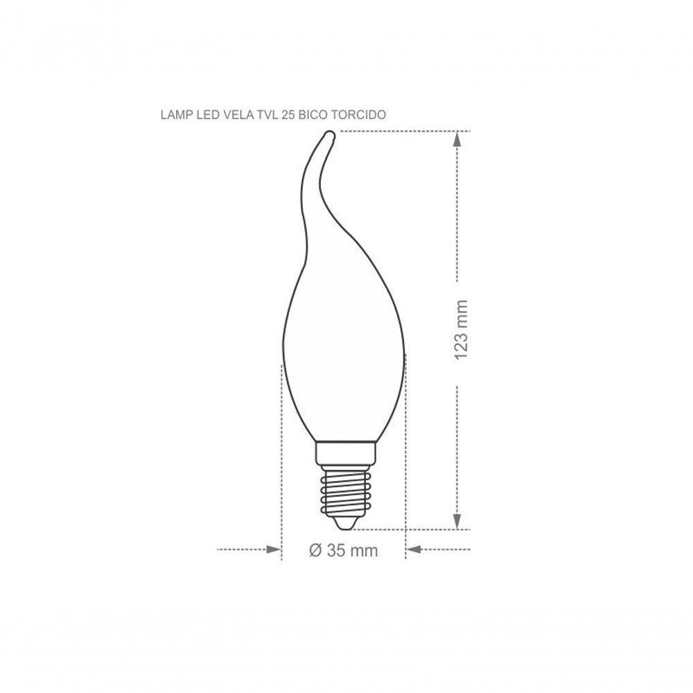 Lâmpada Led Vela Bico Torcido Tvl 3w Taschibra E14/e27 Bivolt 2700k Luz Quente - 2