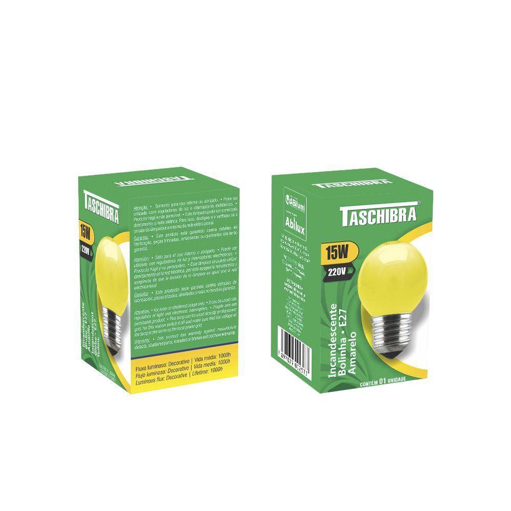 Lâmpada Incandescente Taschibra Bolinha 15w 220v Amarela - 1
