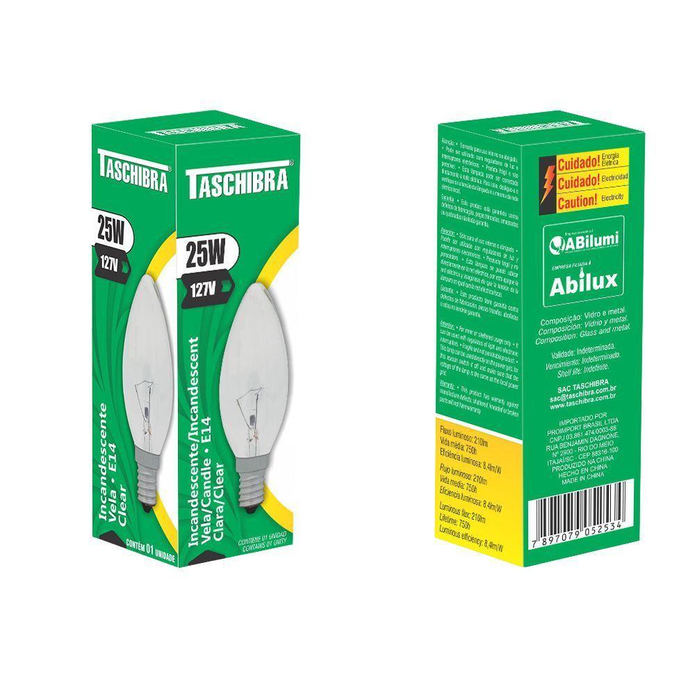 Lâmpada Incandescente Taschibra Vela Clara 25w E14 110v - 1