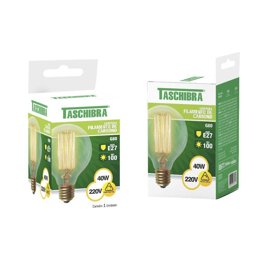 Lâmpada Filamento Carbono Taschibra G80 Retro E27 âmbar 220v - 1