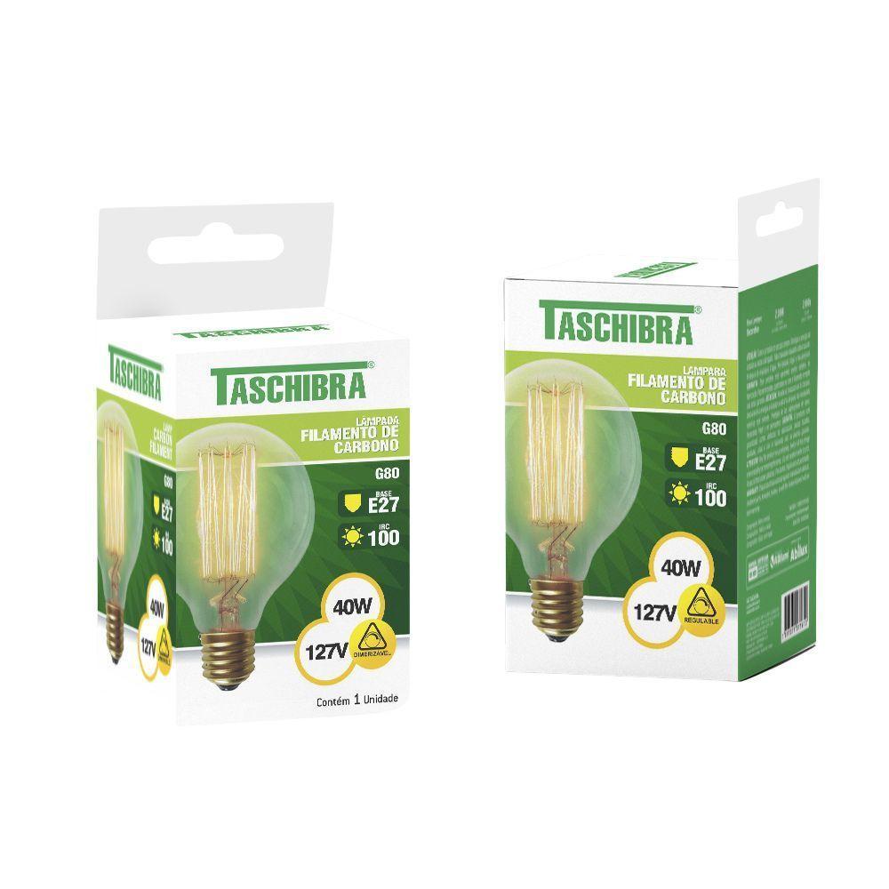 Lâmpada Filamento Carbono Taschibra G80 Retro E27 âmbar 110v - 1