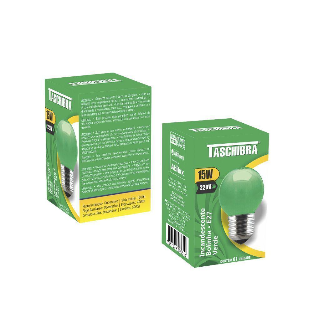 Lâmpada Incandescente Taschibra Bolinha 15w 220v Verde - 1