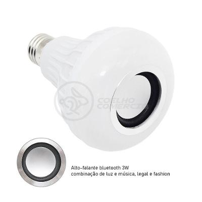 Lâmpada Led 12W E27 Rgb Colorida Com Caixa De Som Bluetooth