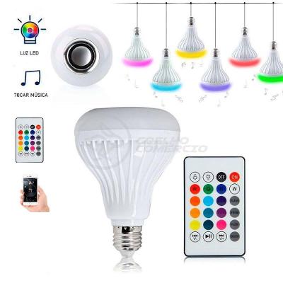 Lâmpada Led 12W E27 Rgb Colorida Com Caixa De Som Bluetooth