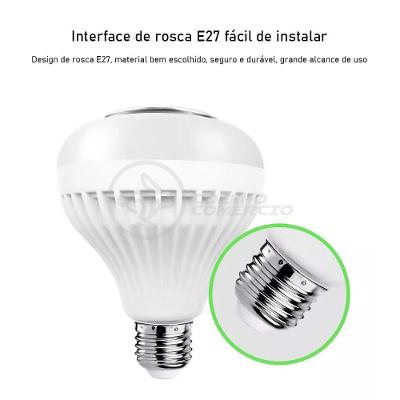Lâmpada Led 12W E27 Rgb Colorida Com Caixa De Som Bluetooth