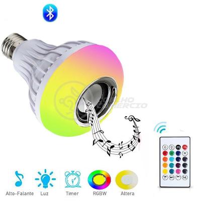 Lâmpada Led 12W E27 Rgb Colorida Com Caixa De Som Bluetooth