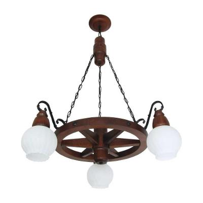 Lustre Roda De Carroça Envelhecido 3 Lâmpadas 603E